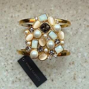 Vince Camuto Gold Multi-Stone Cluster Cuff Bracelet